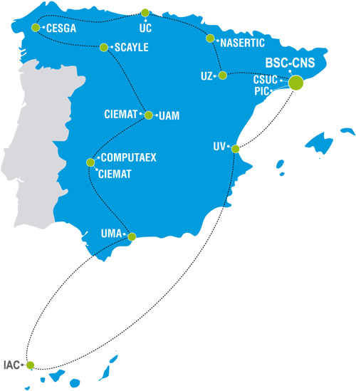 Mapa dels nodes de la RES